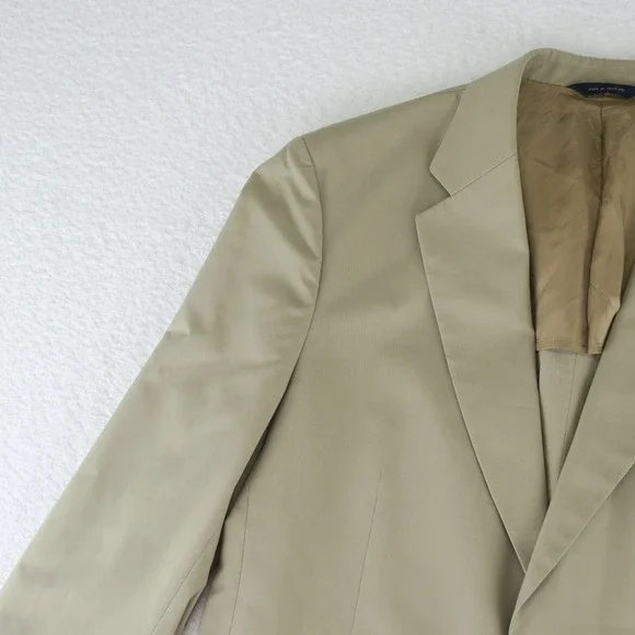 Brooks Brothers Brookscool Poplin Sport Coat Blazer‎ Suit Jacket 43R Khaki Beige